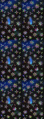 Raster illüstrasyonundaki çiçek desenli çizim. Gri ve mavi renkte çiçekler. Düz Çiçek Elementleri Tasarımı. Renkli Bahar Teması çizim şablonu.