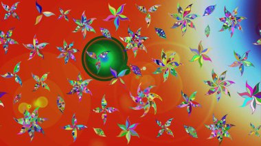 Tropik çiçekler. Gömlek, arka plan modelini çiz. Turuncu ve kırmızı renkte çiçekler.