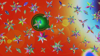 Vadinin çiçekleri turuncu ve kırmızı renklerde. Raster çiçek desenleri çiziyor..