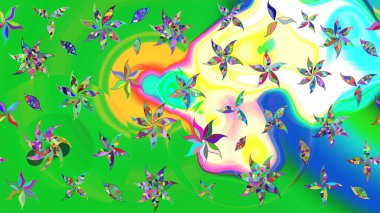 Sevimli küçük çiçek desenle. Raster resim. Çiçek desenli çiçek ve yaprakları ile.