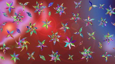 Soyut etnik raster çizim kalıbı. Çiçekler. Vadinin çiçekleri kahverengi ve kırmızı renklerde.