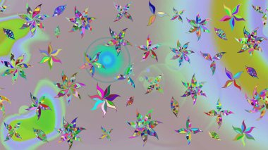 Tarafsız ve gri renklerde çiçekler. Sevimli çiçek raster deseni. Düz Çiçek Elementleri Tasarımı. Renkli Bahar Teması çizim şablonu.