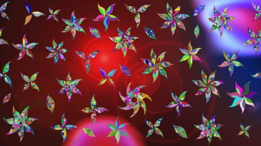 Soyut etnik raster çizim kalıbı. Vadinin çiçekleri kahverengi ve kırmızı renklerde. Çiçekler..