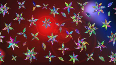 Küçük çiçekteki sevimli çiçek deseni. Varicolobrown ve Red Raster çizimi. Birçok kahverengi ve kırmızı soyut çiçekli tropik çizim deseni.