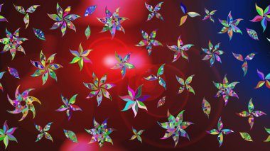 Kahverengi ve kırmızı renkte çiçekler. Raster düz çiçek çizim deseni. Tasarım hediye paketi, tebrik kartları, posterler ve afiş tasarımı.