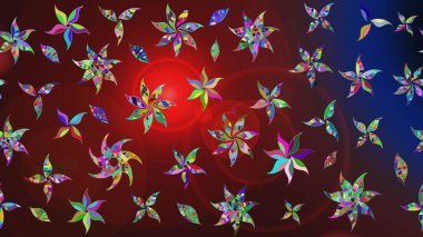 Düz Çiçek Elementleri Tasarımı. Eskiz klasiği. Renkli Bahar Teması eskiz kalıbı. Raster Şirin kumaş deseni.