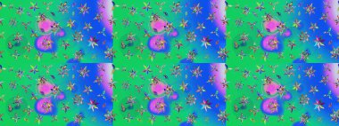 Yeşil ve mavi renkte çiçekler olan çiçek deseni çiz. Suluboya tarzında yeşil ve mavi renkte çiçekler.