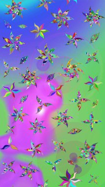 Çocuk stili. Renkli Bahar Teması eskiz kalıbı. Düz Çiçek Elementleri Tasarımı. Çiçekli çizim raster arkaplanı.