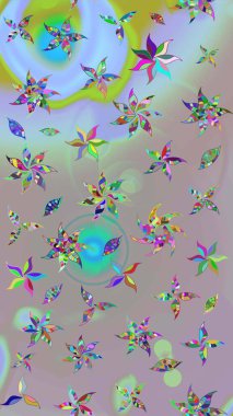 Motley illüstrasyonu. Küçük çiçekte güzel bir desen. Moda baskıları için zarif bir şablon. Küçük renkli çiçekler. Tarafsız ve gri çiçekli bahar çiçekleri.