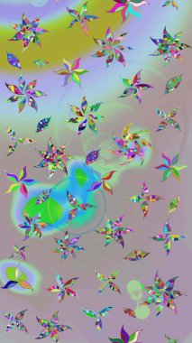 Düz Çiçek Elementleri Tasarımı. Raster illüstrasyonundaki çiçek desenli çizim. Süslü kumaş deseni. Renkli Bahar Teması çizim şablonu.