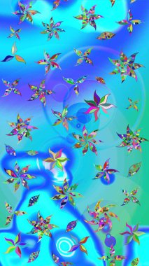 Güzel kumaş deseni. Raster Illustrasyon 'daki Çiçek Deseni' nin son moda çizimi. Renkli Yaz Temalı eskiz kalıbı. Düz Çiçek Elementleri Tasarımı.