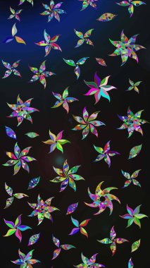 Gri ve mavi renklerde. Çiçek buketleriyle klasik bir eskiz şekli. Raster illüstrasyonu.