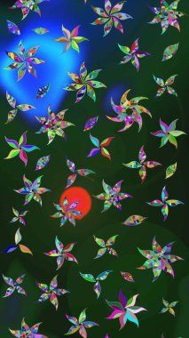 Süslü kumaş deseni. Düz Çiçek Elementleri Tasarımı. Renkli Bahar Teması eskiz kalıbı. Raster illüstrasyonunda çiçek deseni çizimi.