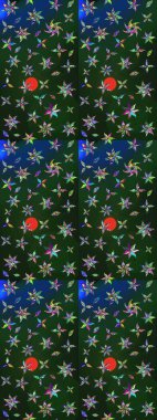 Mavi ve gri renkte çiçekler. Kumaş desenli papatya çiçekleri ayrıntıları.