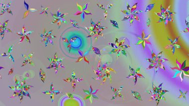 Çiçekli karalama şeklinde Raster çiçek deseni. Gri ve nötr renkte çiçekler. Nazik, sevimli çiçek arkaplanı..