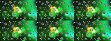 Yumuşak, bahar çiçekli arka plan. Çiçekli karalama şeklinde Raster çiçek deseni. Yeşil ve gri renkte çiçekler.