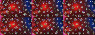 Çiçek desenli eskiz, darbeler, sıçramalar, yaz çiçekleri. Kırmızı ve kahverengi renkte çiçekler. Raster illüstrasyonu.