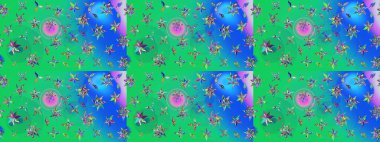 Raster deseni. Süslü kumaş deseni. Çiçekli çiçek deseni, suluboya..