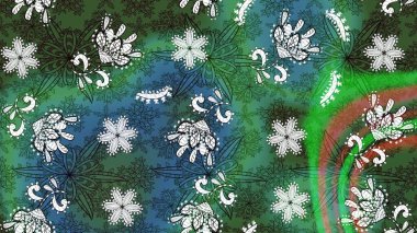 Renkli Bahar Teması eskiz kalıbı. Yeşil ve mavi renkte zarif çiçekli suluboya. Raster illüstrasyonu. Düz Çiçek Elementleri Tasarımı.