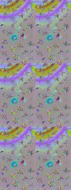 Renkli Bahar Teması eskiz kalıbı. Düz Çiçek Elementleri Tasarımı. Parlak arkaplan eskiz desenli çiçekli fantezi tasarımı.