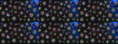 Gri ve mavi renkte yaz çiçekleri. Raster illüstrasyonu. Raster çiçek desenli ve çiçekli..