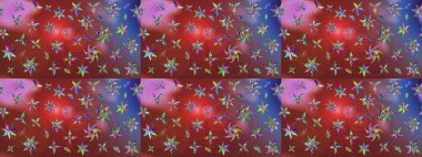 Sevimli küçük çiçek desenle. Raster resim. Çiçek desenli çiçek ve yaprakları ile.