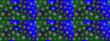 Klasik taslak çizimi. Raster Yumuşak kumaş deseni. Raster çiçek izi. Çiçek mavisi ve yeşil çizim deseni.