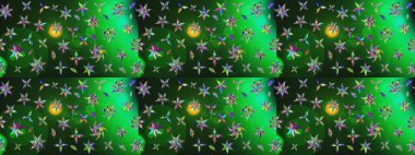 Çiçeksel elementlerle süslenmiş zarif raster dokusu. Parlak çiçekli yeşil ve gri renkler üzerine soyut çizim deseni. Küçük çiçekte şirin bir çiçek deseni var..