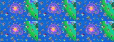 Mavi ve yeşil renkte çiçekler olan çiçek deseni çiz. Suluboya tarzında mavi ve yeşil renkte çiçekler.