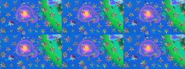 Mavi ve yeşil renkte çiçekler olan çiçek deseni çiz. Suluboya tarzında mavi ve yeşil renkte çiçekler.