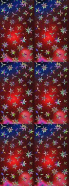 Kırmızı ve kahverengi renkte çiçekler. Raster illüstrasyonunda çiçek deseni çizimi.