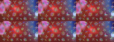 Yumuşak, yaz çiçekli arka plan. Çiçekli karalama şeklinde Raster çiçek deseni. Kahverengi ve kırmızı renkte çiçekler.