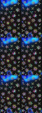 Eskiz arkaplan modeli. Raster illüstrasyonu. Gri ve mavi renkte yaprakları olan yabani çiçekler. Suluboya, elle çizilmiş.