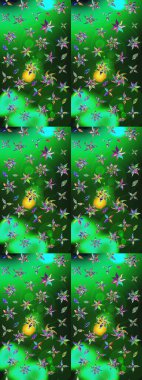 El çizimi, soyut ve süslü elementler. Yeşil ve mavi renkler. Suluboya resim taklit Raster çizimi. Yaz çiçekleri teması. Klasik çiçekler..