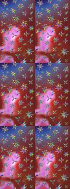 Halk tarzı. Parlak renkli çiçekleri ve kahverengi ve kırmızı renkte yaprakları olan harika bir çiçek deseni. Modern çiçek arkaplanı. Moda baskıları için zarif bir şablon.