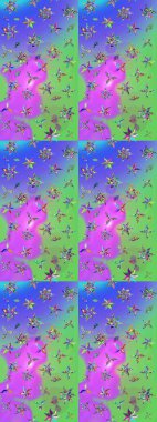 Güzel kumaş deseni. Raster illüstrasyonu. Renkli Bahar Teması eskiz kalıbı. Asya tekstil tarzında. Düz Çiçek Elementleri Tasarımı. Çiçek desenini çiz.