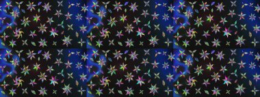 Güzel kumaş deseni. Raster illüstrasyonu. Raster illüstrasyonundaki çiçek desenli çizim. Gri ve mavi renklerde.