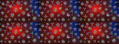 Soyut etnik raster çizim kalıbı. Kabile sanatı boho baskısı, klasik çiçek arkaplanı. Arkaplan dokusu, duvar kağıdı, kahverengi ve kırmızı renkli çiçek teması.