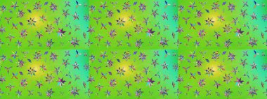 Küçük çiçekteki sevimli çiçek deseni. Güzel karalamalı çiçek desenli çizim. Güzel kumaş deseni. Raster illüstrasyonu.