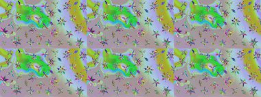 Modern çiçek arkaplanı. Halk tarzı. Rengarenk çiçekleri ve yaprakları tarafsız ve yeşil renklerde olan harika bir çiçek deseni. Moda baskıları için zarif bir şablon.