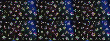 Raster illüstrasyonu. Gri ve mavi renkte çiçekler. Asya tekstil tarzında. Çiçek desenli çizim. Raster illüstrasyonu.