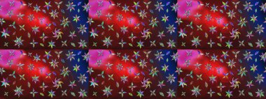 Vadinin çiçekleri kahverengi ve kırmızı renklerde. Çiçeksel çizim kalıbının çizimi.