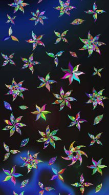 Güzel kumaş deseni. Raster illüstrasyonu. Raster illüstrasyonundaki çiçek desenli çizim. Gri ve mavi renklerde.