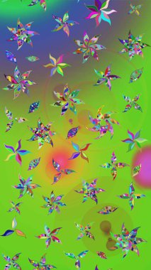 Tekstil tasarımı için yeşil ve mor renkli geleneksel halk çiçekleri buketi. Üzerinde gelincikler ve vadi zambakları olan renkli çiçek desenli nakış..