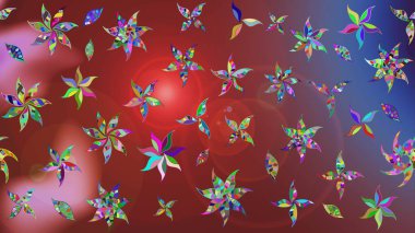 Raster illüstrasyonu. Kahverengi ve kırmızı renklerde sevimli çiçekler. Küçük çiçekli basit bir çiçek çizimi. Moda baskısı, albüm, ambalaj kağıdı, duvar kağıdı için zarif dekoratif süslemeler..