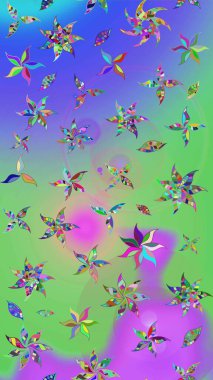 Yeşil ve mor çiçekli eskiz deseni, suluboya çiçek deseni, sevimli çiçek, duvar kağıdı, kart veya kumaş için fayanslı. Raster - stok.