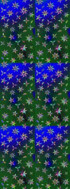 Taslak dekoratif arka plan, çiçek mandala. Mavi ve yeşil renklerde. Çiçek. Raster illüstrasyonu.