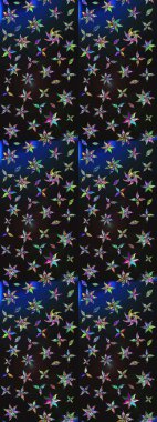 Düz Çiçek Elementleri Tasarımı. Renkli Bahar Teması eskiz kalıbı. Çiçekli çiçek deseni, suluboya. Raster illüstrasyonu. Gri ve mavi renkte çiçekler.