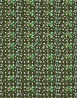 Sevimli çiçek raster deseni. Renkli Bahar Teması eskiz kalıbı. Yeşil ve kahverengi renkli çiçekler. Düz Çiçek Elementleri Tasarımı.