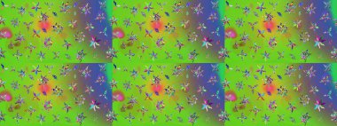 Renkli Bahar Teması eskiz kalıbı. Çiçek deseni. Raster güzel kumaş deseni çiziyor. Düz Çiçek Elementleri Tasarımı.